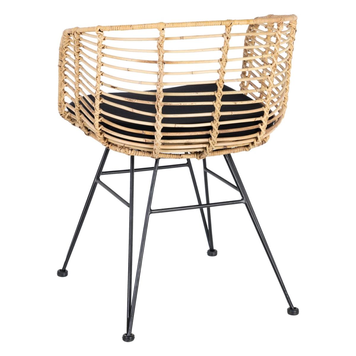 Silla natural-negro ratán-metal salón 53 x 58 x 76 cm