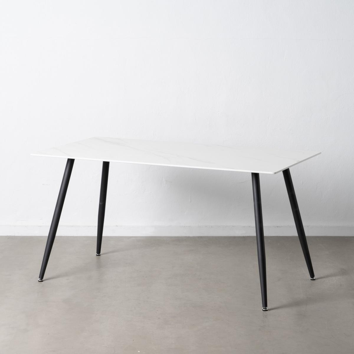 Mesa comedor marmolado blanco-negro 150 x 80 x 75 cm