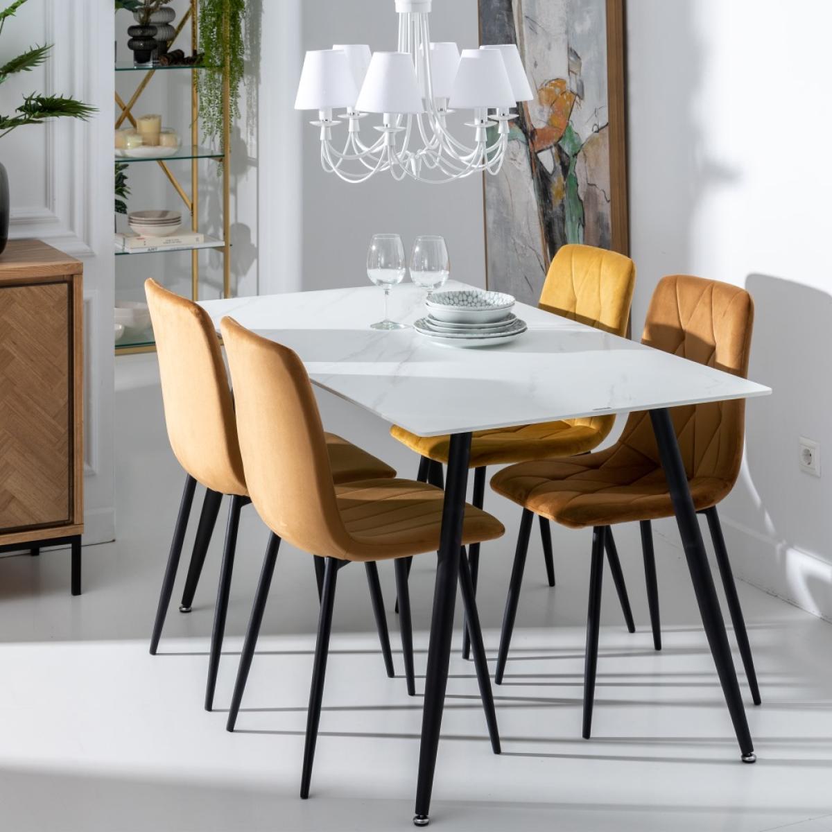 Mesa comedor marmolado blanco-negro 150 x 80 x 75 cm