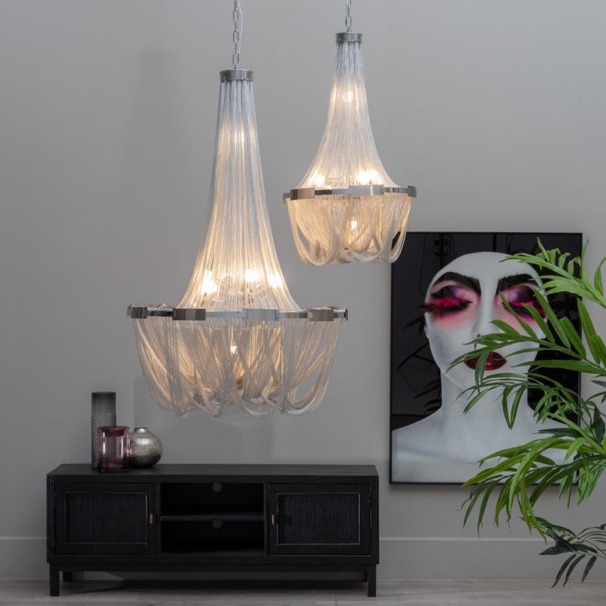 Lámpara techo plata metal iluminación 50 x 50 x 90 cm