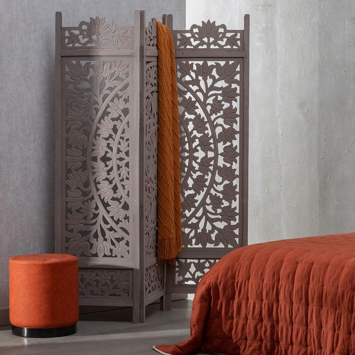 Biombo taupe dm-madera decoración 152 x 2,25 x 182 cm