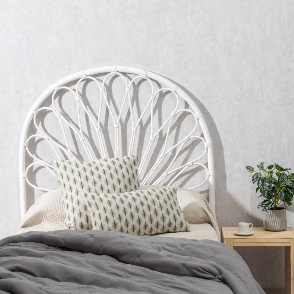 Cabecero blanco ratán dormitorio 100 x 3 x 125 cm