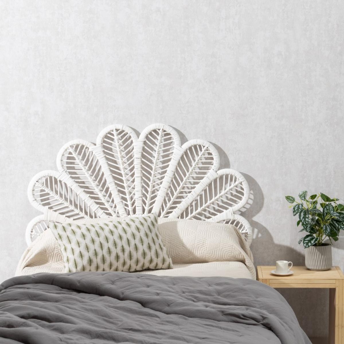 Cabecero blanco ratán dormitorio 100 x 3 x 59 cm