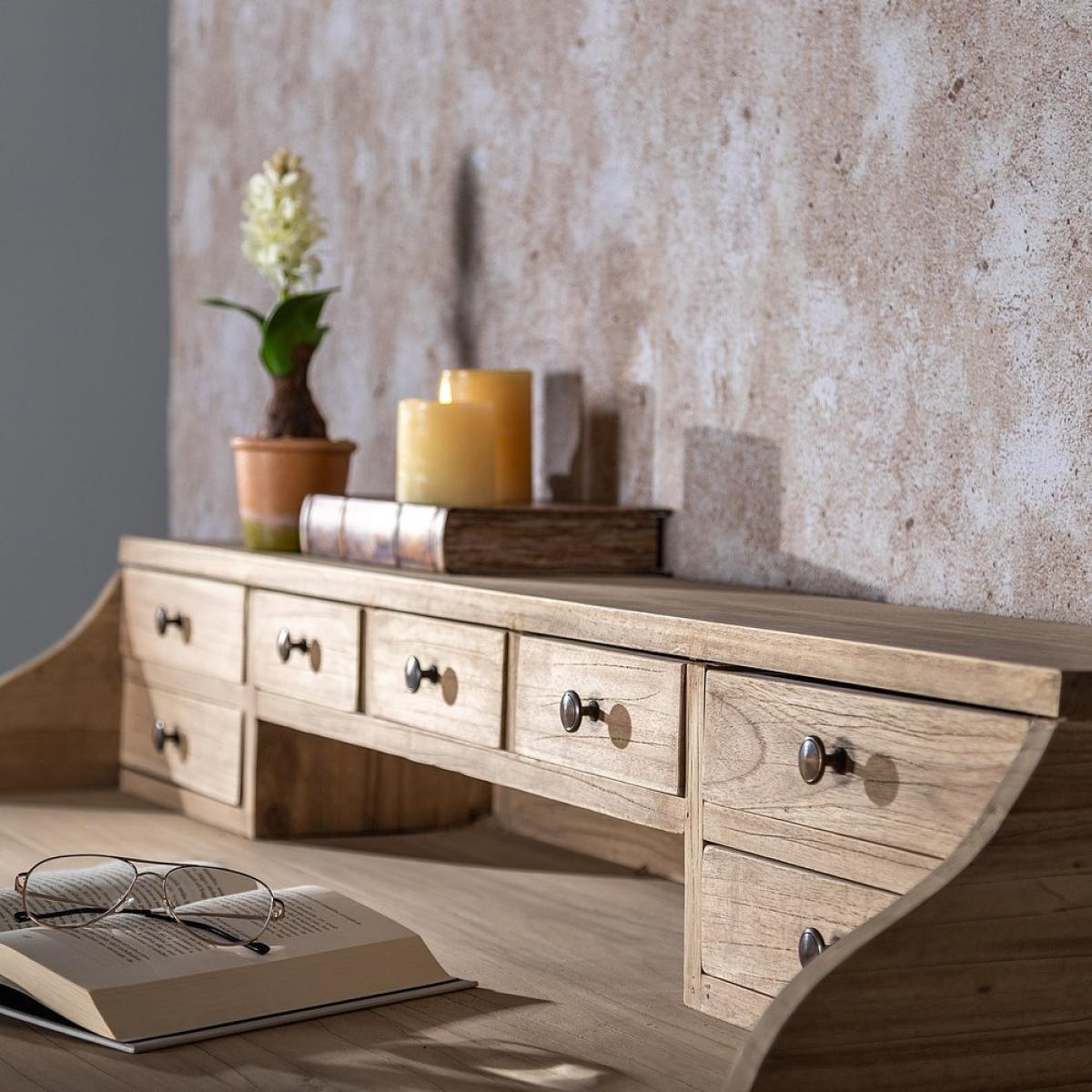 Escritorio natural madera mindi salón 135 x 75 x 100 cm