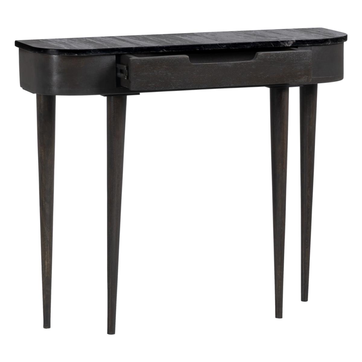Consola gris-negro mármol-madera 90 x 25 x 78 cm