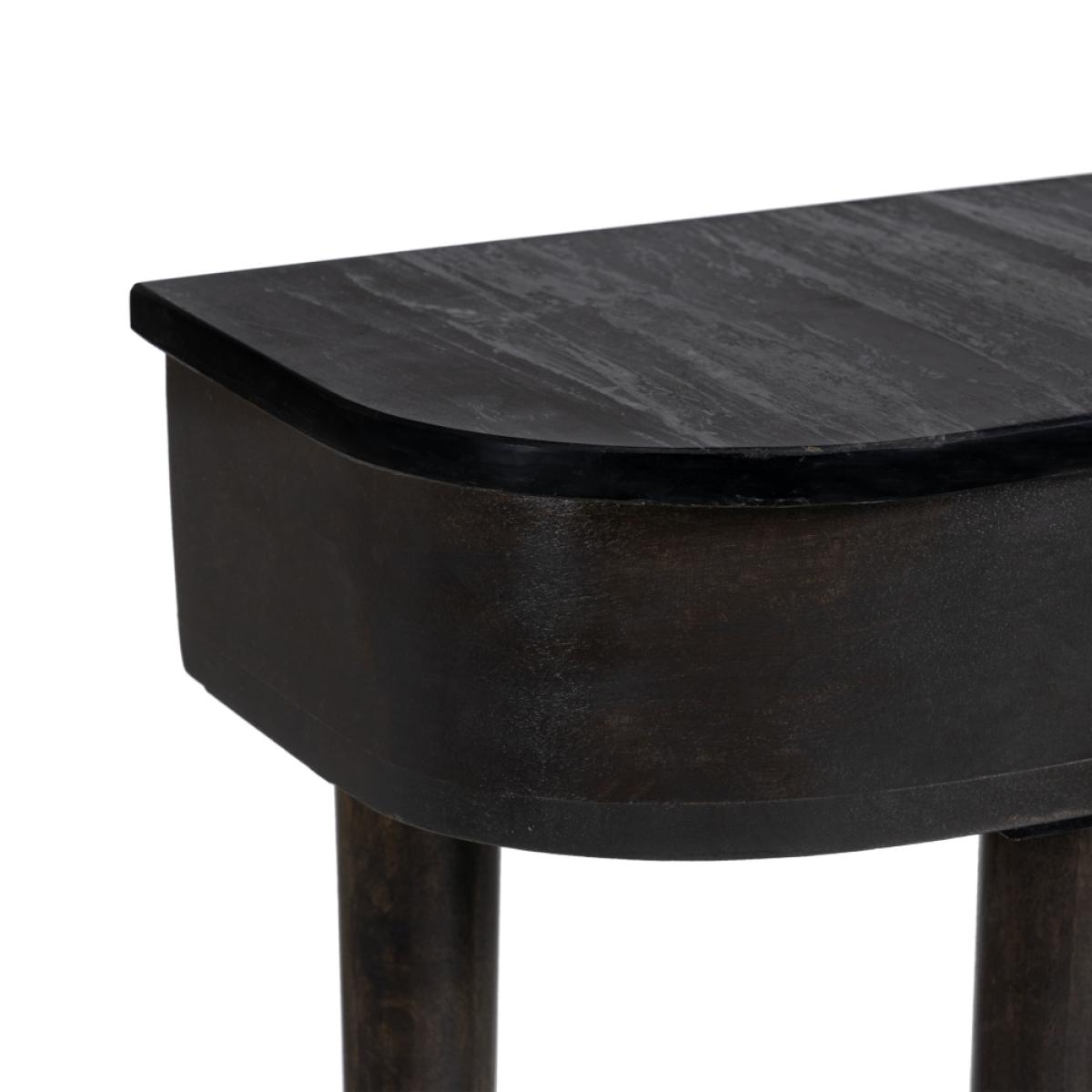 Consola gris-negro mármol-madera 90 x 25 x 78 cm