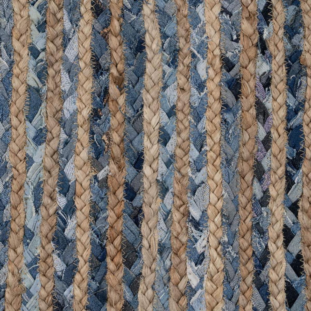 Alfombra natural-azul yute-algodón 230 x 160 cm