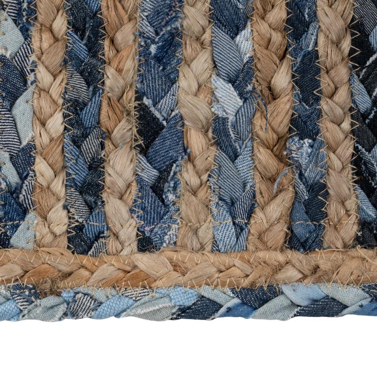 Alfombra natural-azul yute-algodón 230 x 160 cm