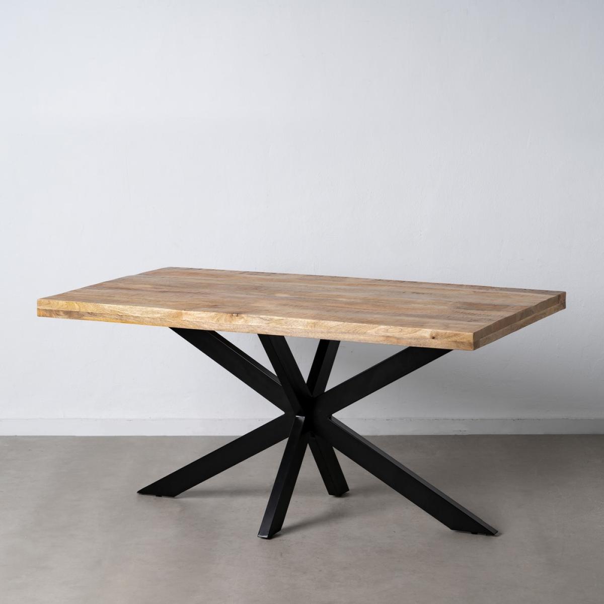 Mesa comedor natural-negro madera-hierro 160 x 90 x 79 cm
