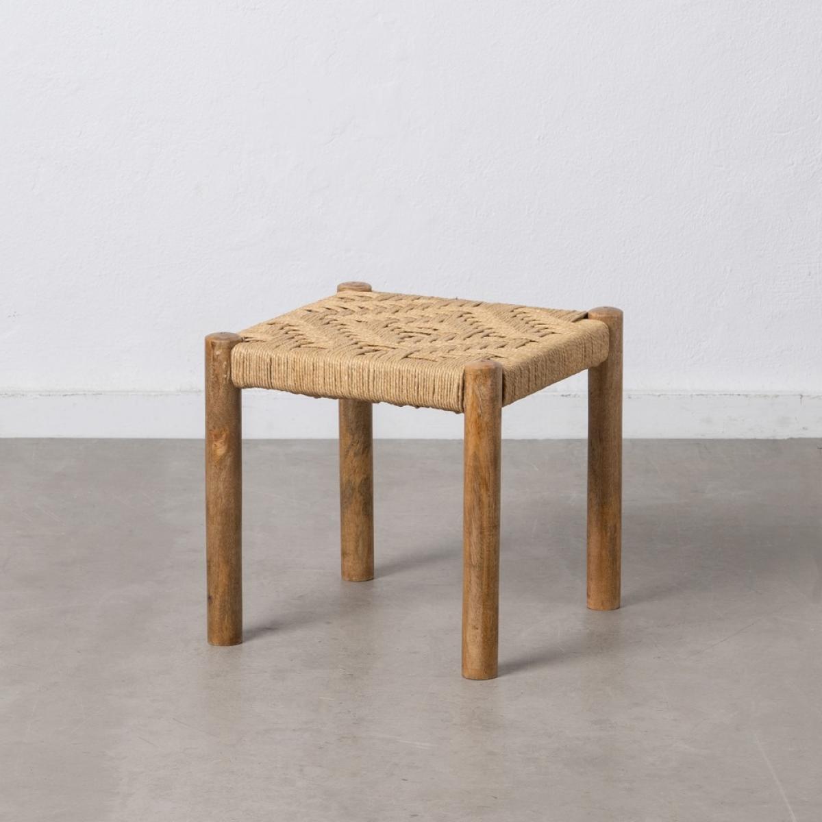 Taburete fibra natural - madera salón 40 x 40 x 40 cm