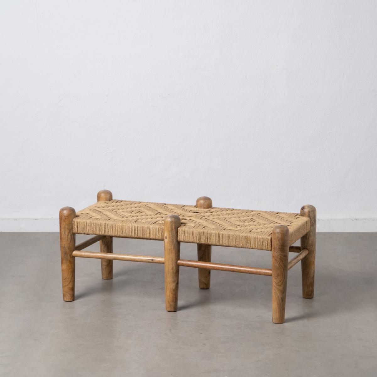 Banqueta fibra natural - madera salón 100 x 45 x 40 cm