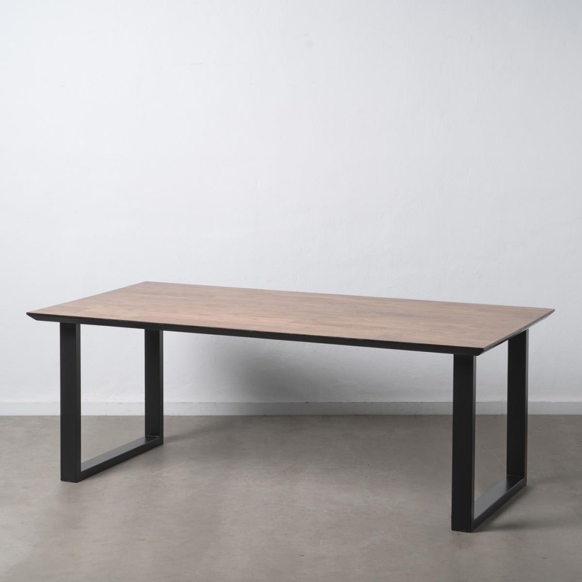 Mesa comedor negro-marrón madera-hierro 200 x 100 x 76 cm