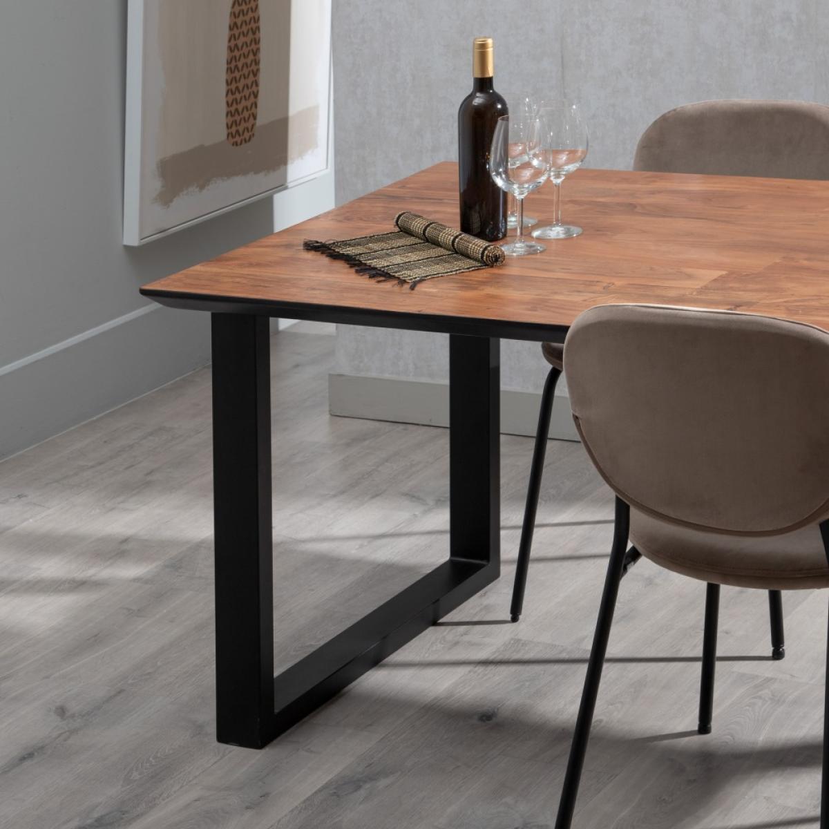 Mesa comedor negro-marrón madera-hierro 200 x 100 x 76 cm