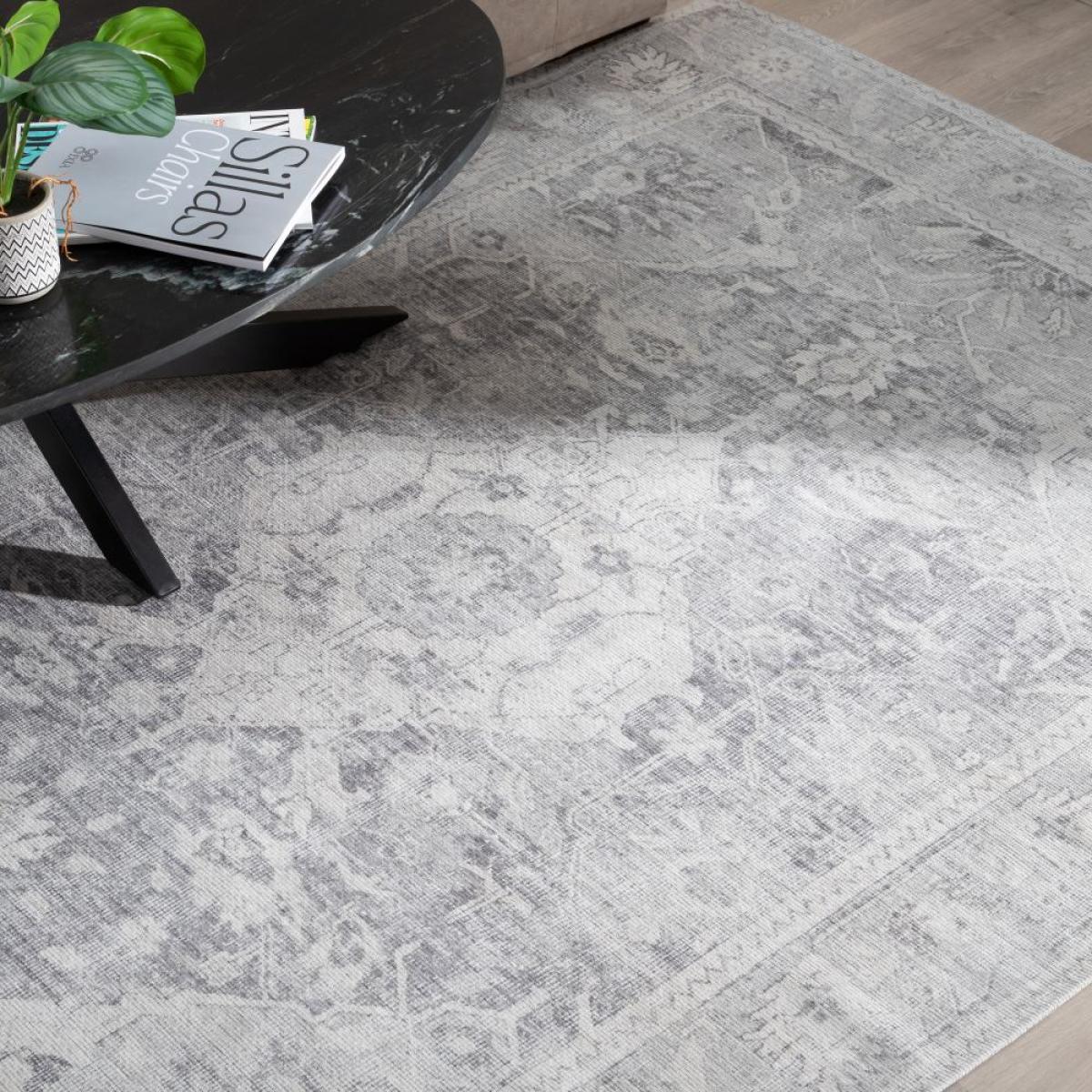 Alfombra gris poliester-algodón 200 x 300 cm