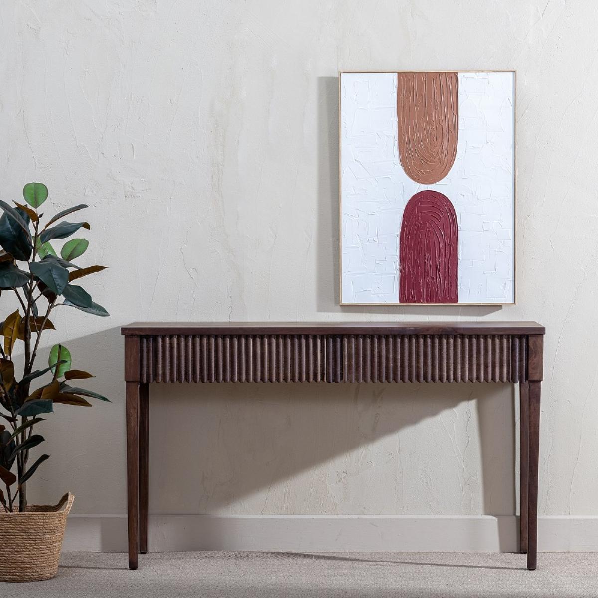 Consola marrón madera-hierro entrada 140 x 42 x 80 cm