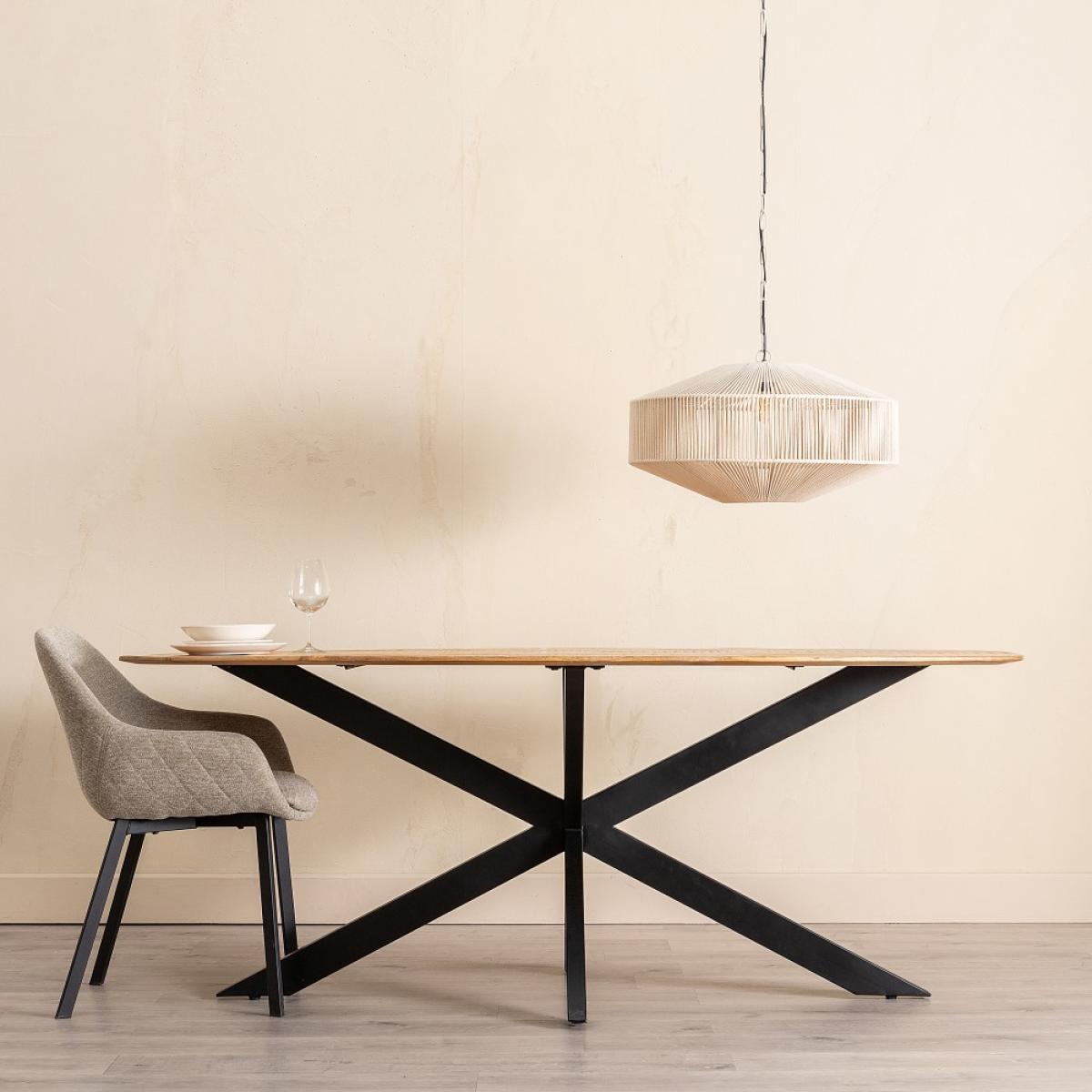 Mesa comedor natural-negro madera-hierro 200 x 100 x 77 cm