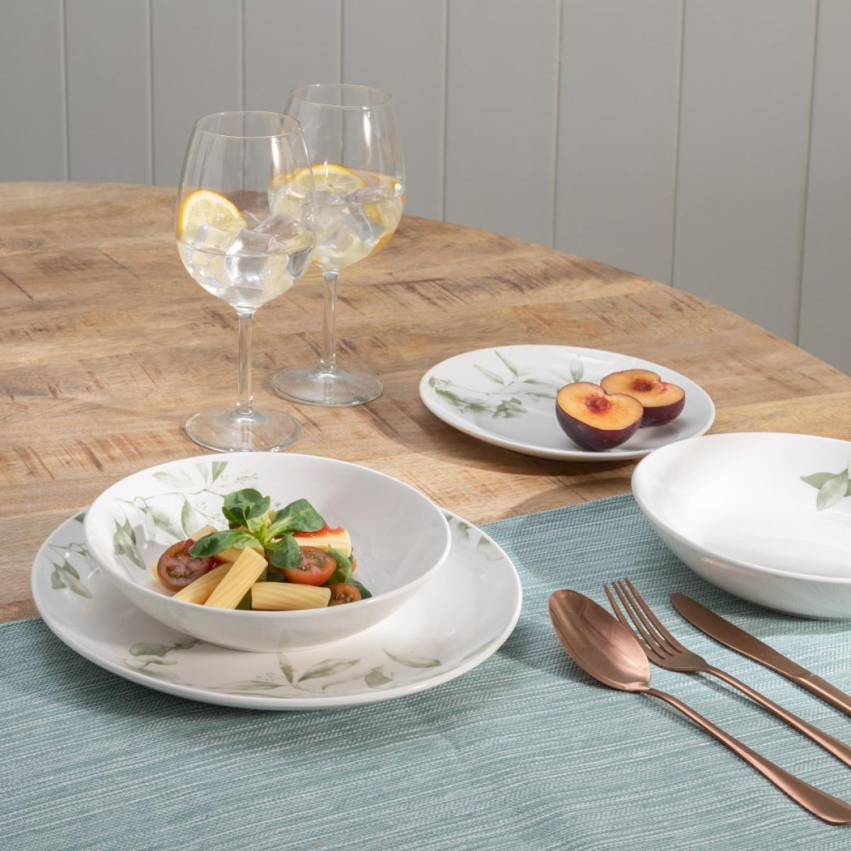 Vajilla 18 piezas hojas porcelana cocina 1 cm 310609041