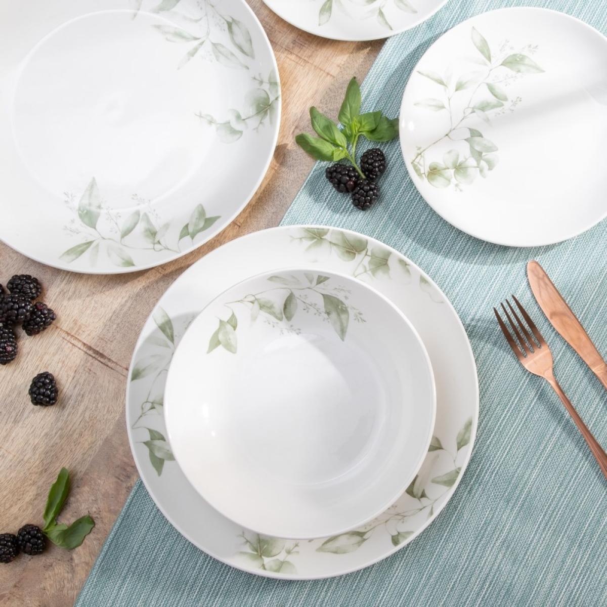 Vajilla 18 piezas hojas porcelana cocina 1 cm 310609041
