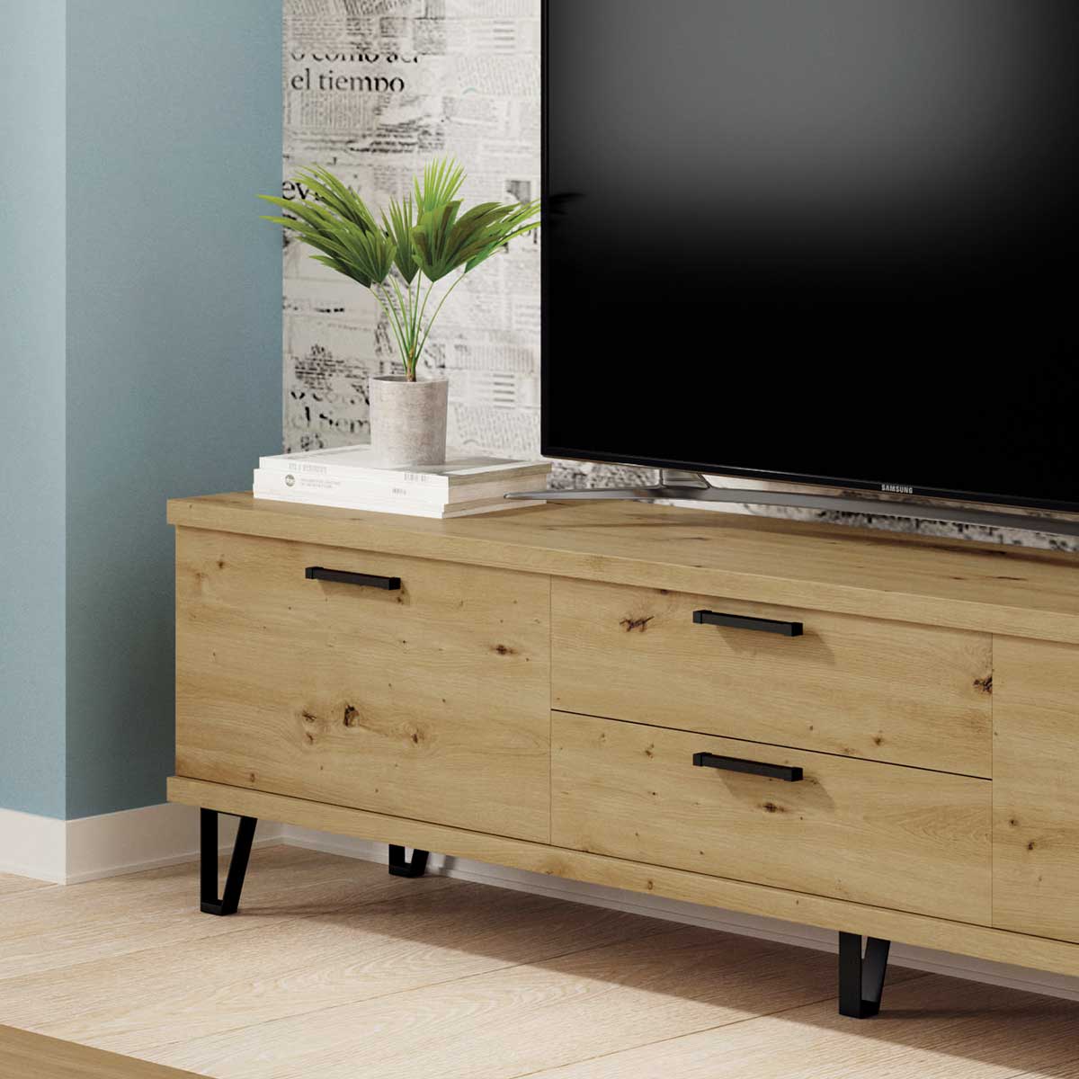 Mesa de TV estilo industrial, Muebles para TV modernos