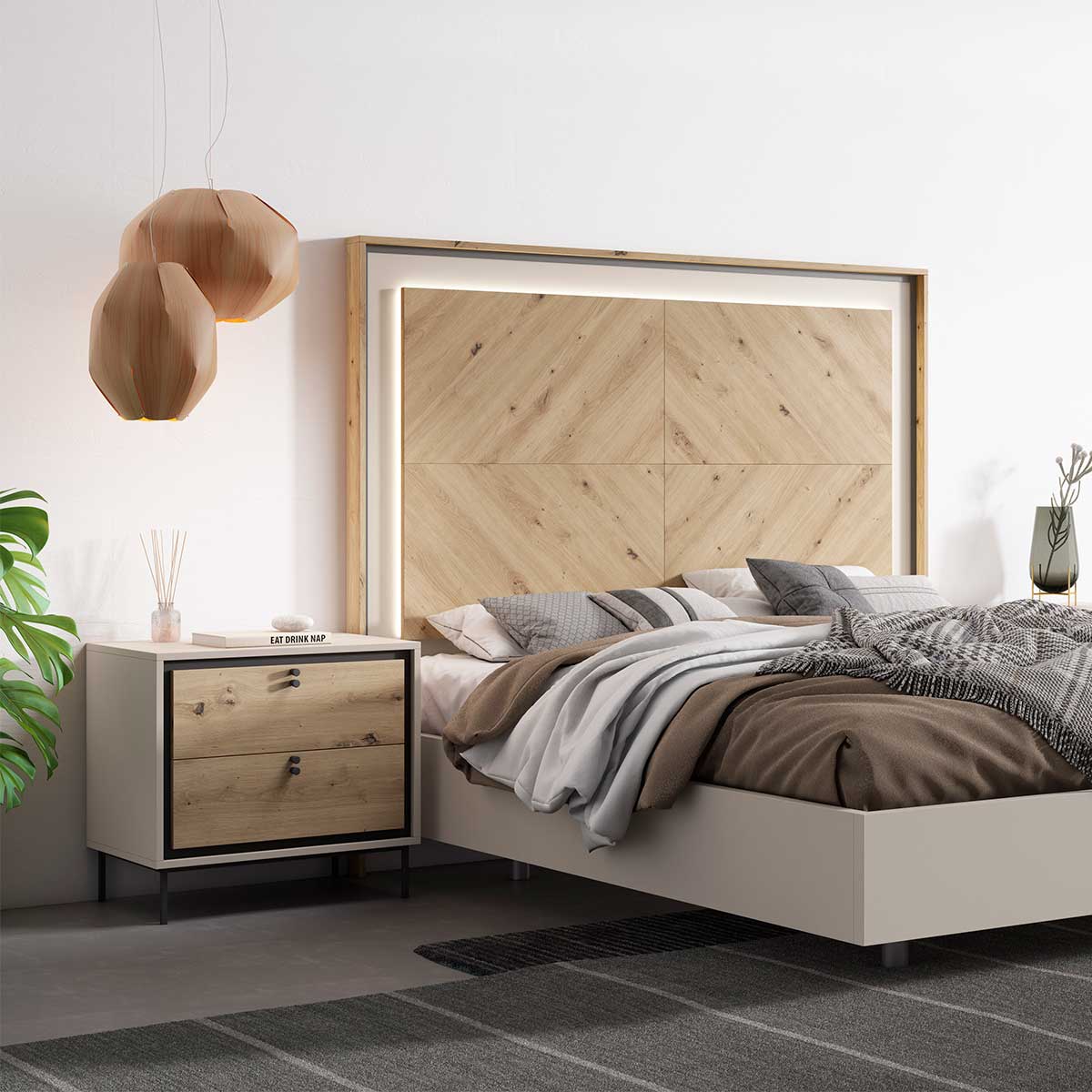 Muebles de dormitorio: camas y cabeceros, armarios y mesitas
