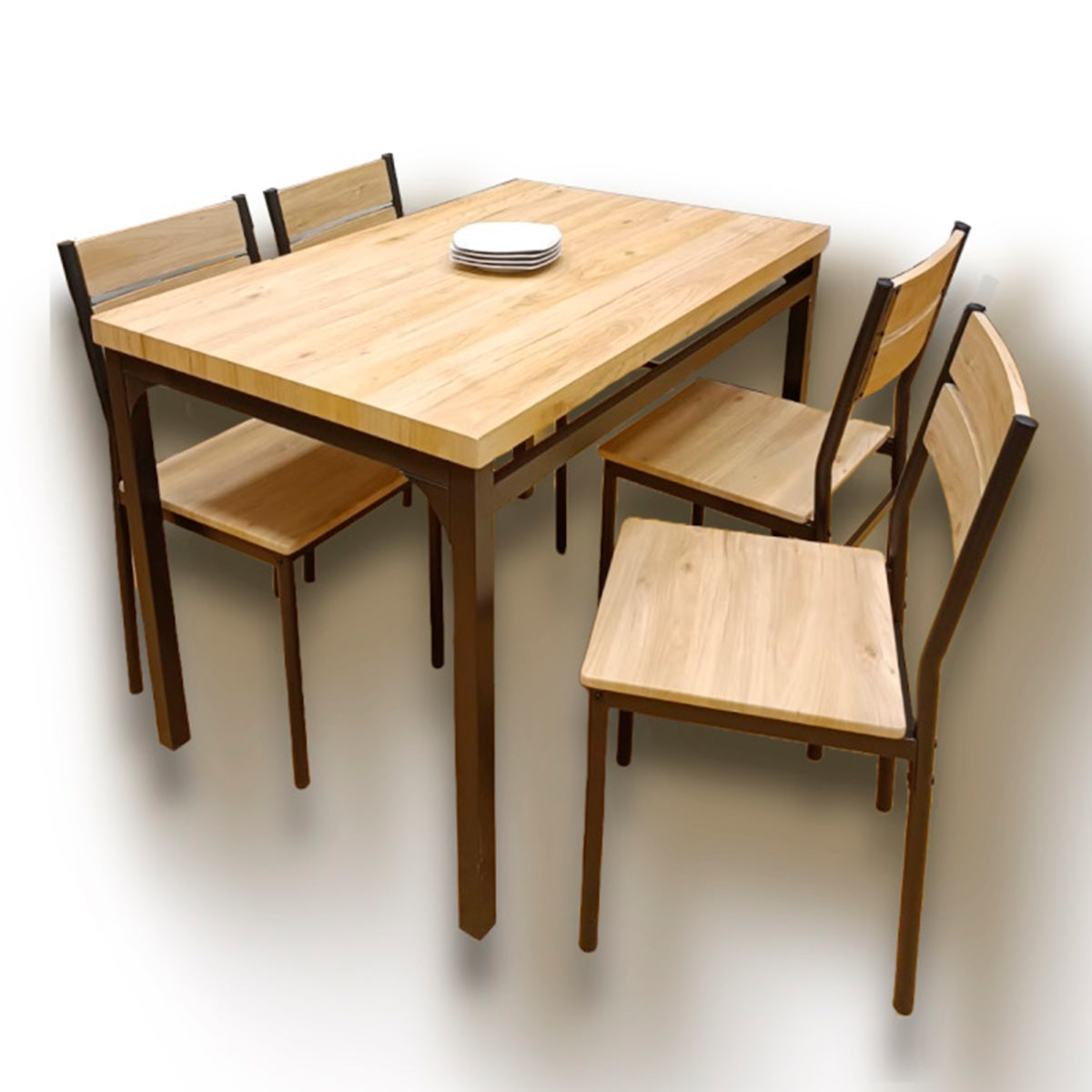 Conjunto de mesa de cocina y cuatro sillas, Estilo industrial