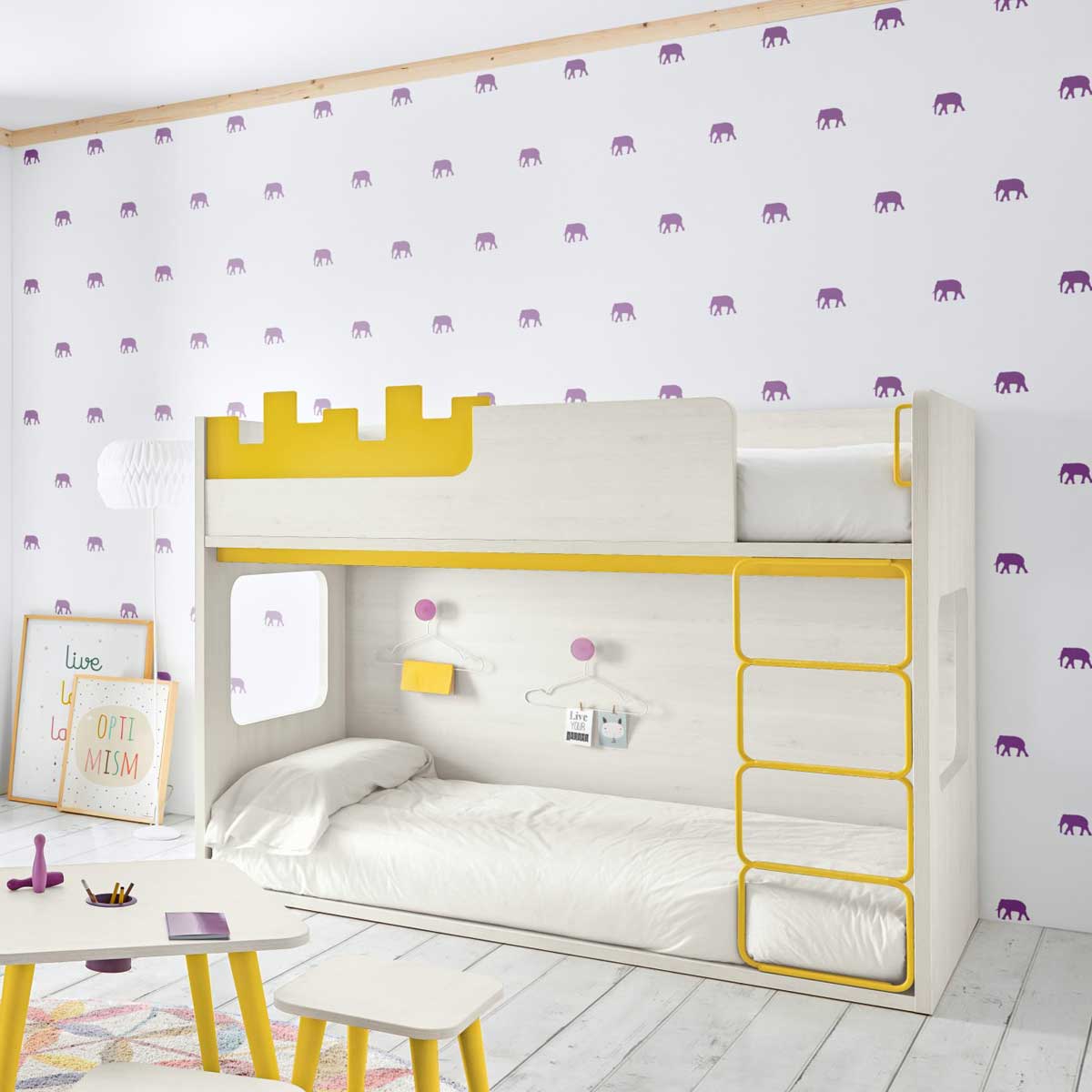 Litera infantil en forma de castillo, Litera con doble cama