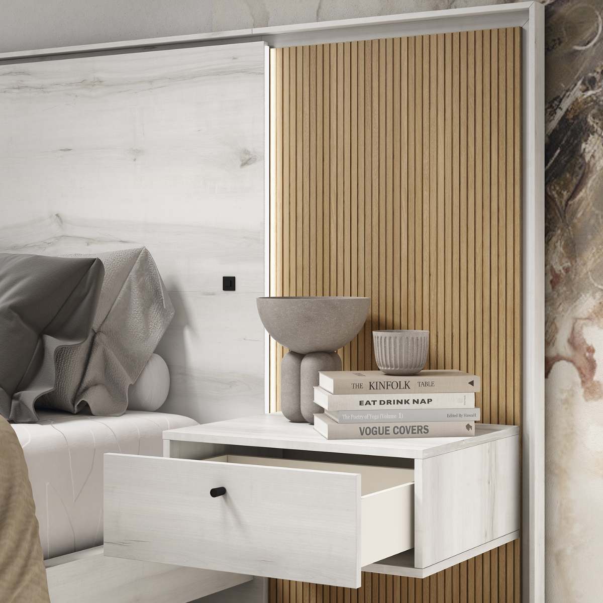 Cabecero con luces led y 2 mesitas JAIDEN 01