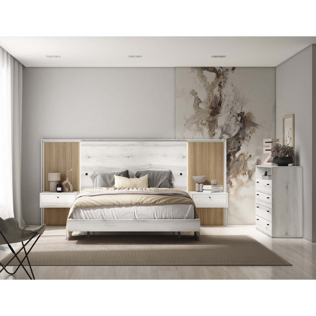 Cabecero con luces led y 2 mesitas JAIDEN 01