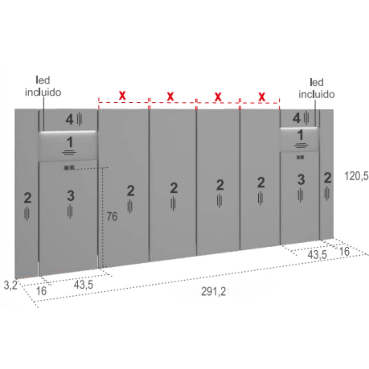 Cabecero, estantes y 2 mesitas JAIDEN 07