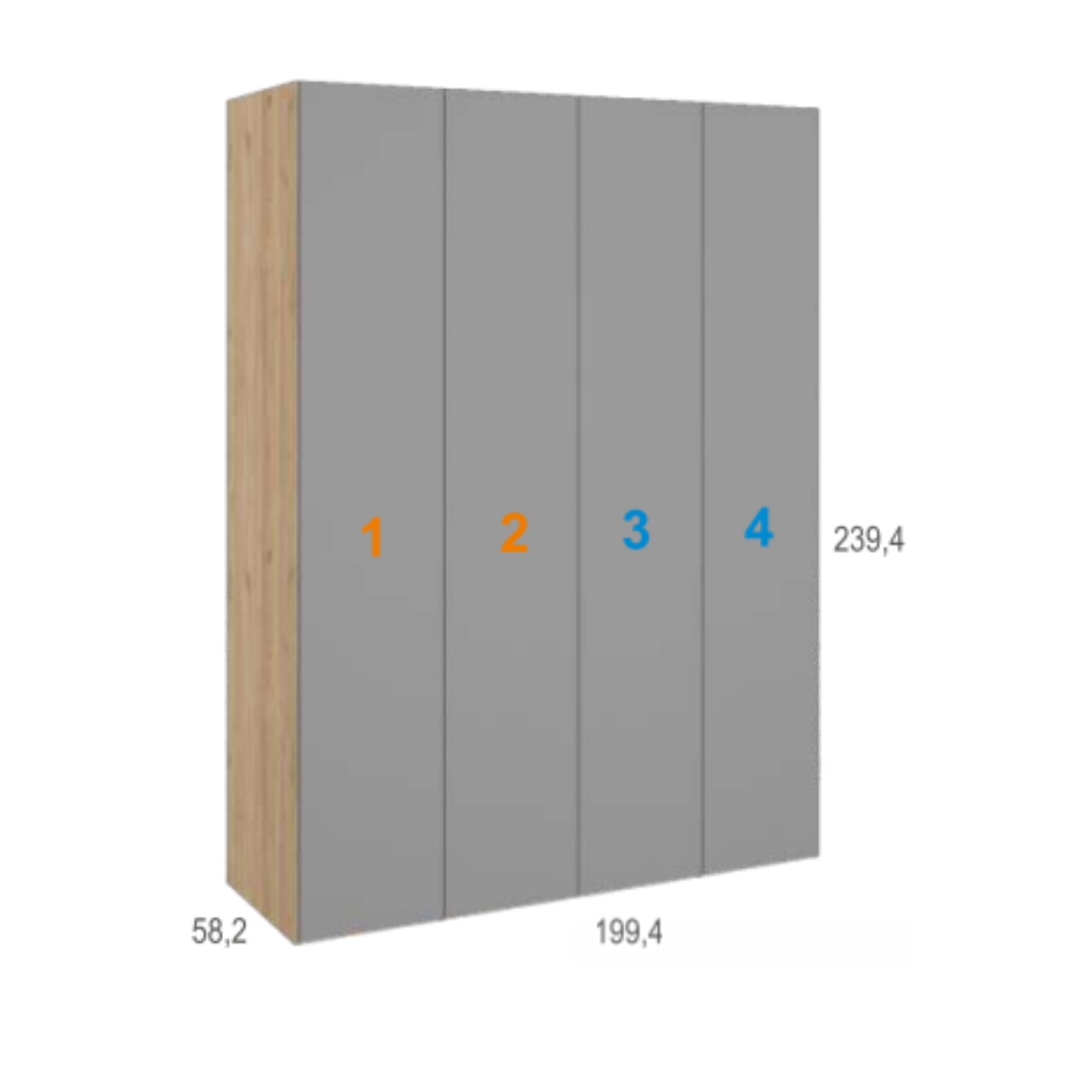 Armario 4 puertas batientes JAIDEN A21
