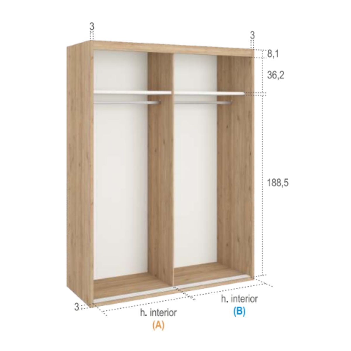 Armario de 2 puertas correderas JAIDEN A06