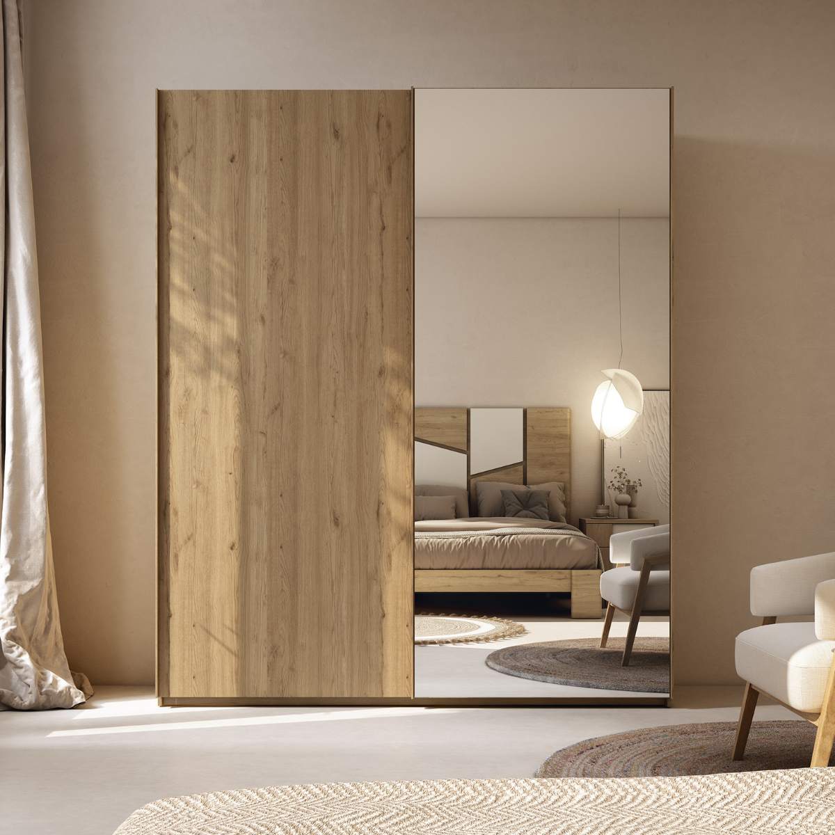 Armario 2 puertas correderas con espejo JAIDEN A11