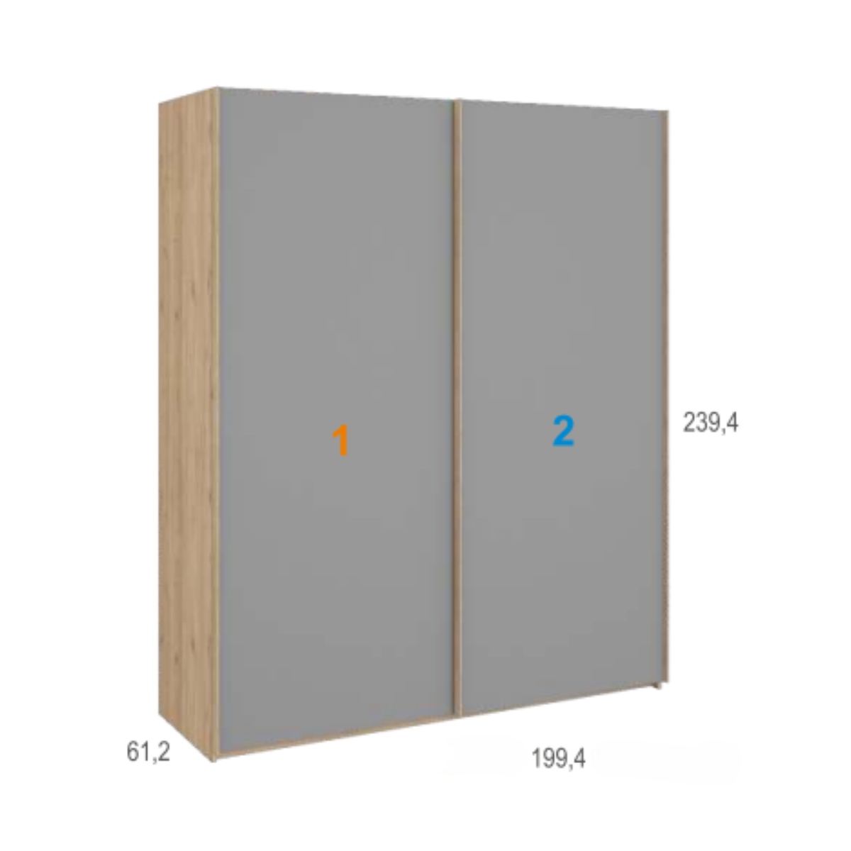 Armario 2 puertas correderas con espejo JAIDEN A11