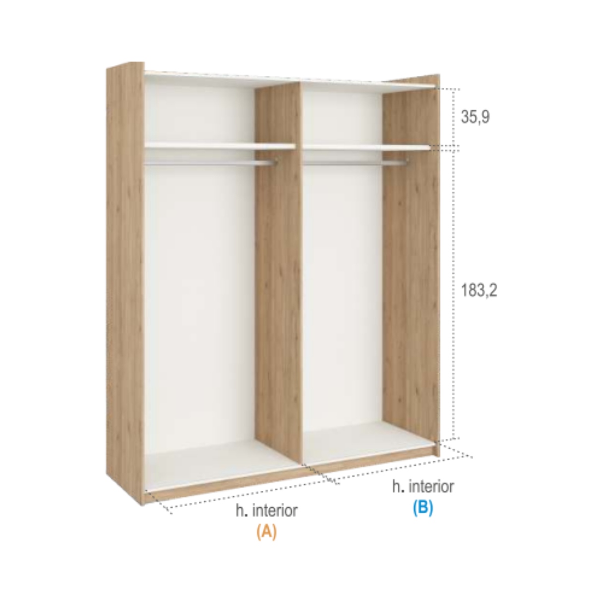 Armario 2 puertas correderas con espejo JAIDEN A11