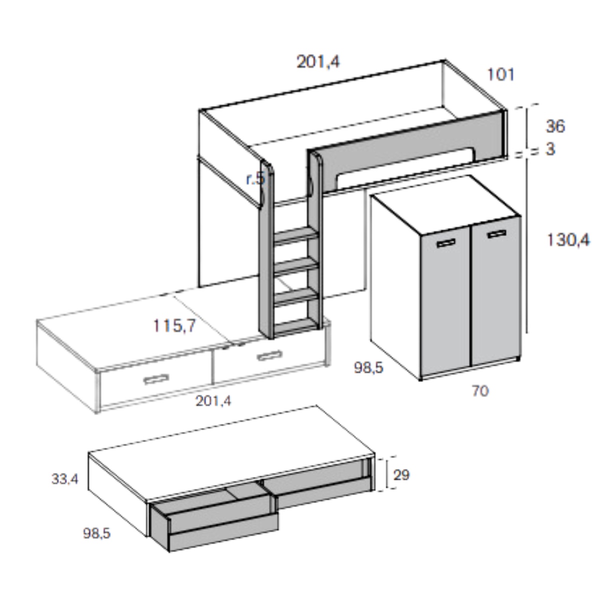 Dormitorio juvenil SYDOR 301
