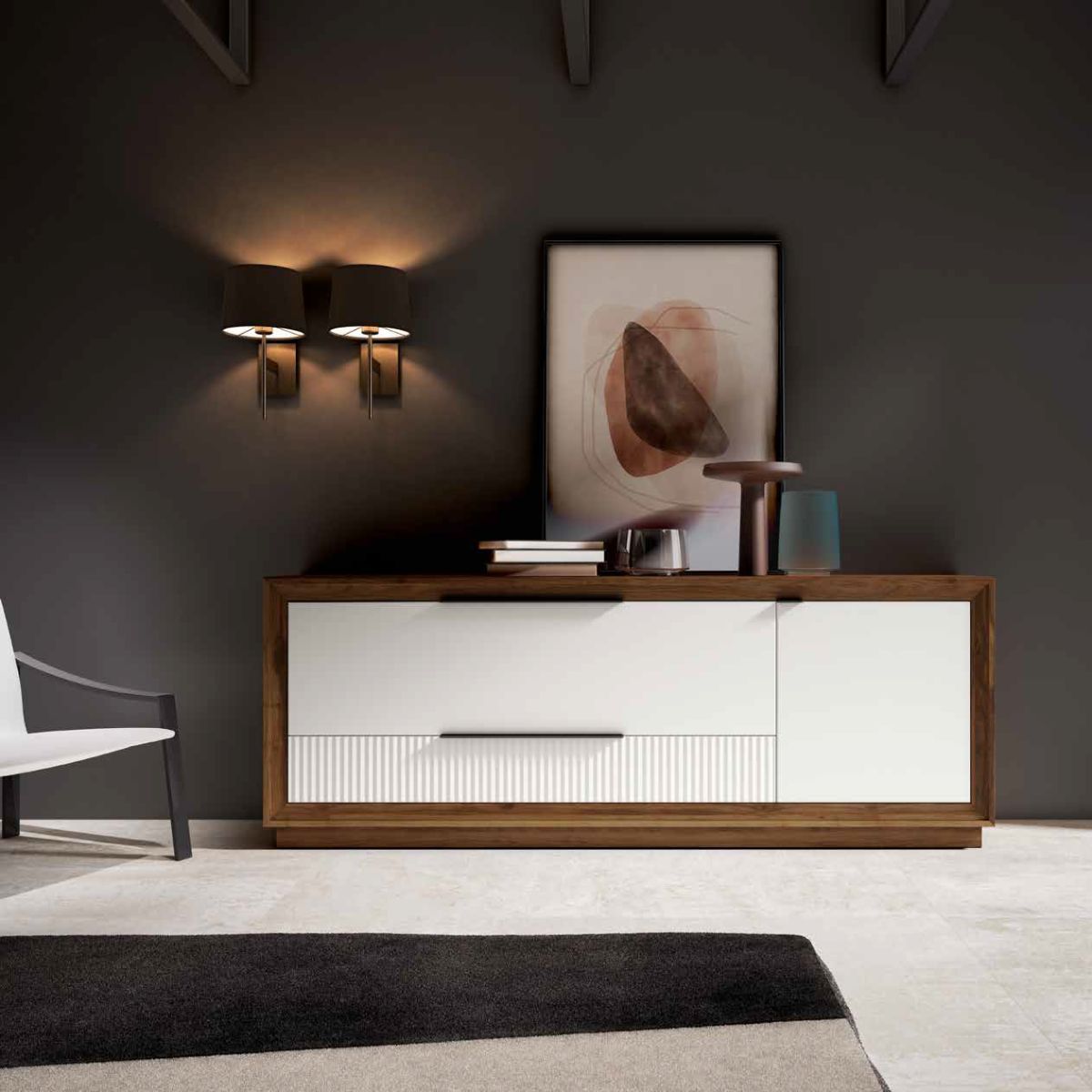 Aparador con 1 puerta, 1 puerta abatible y 1 cajón KONECT 26 