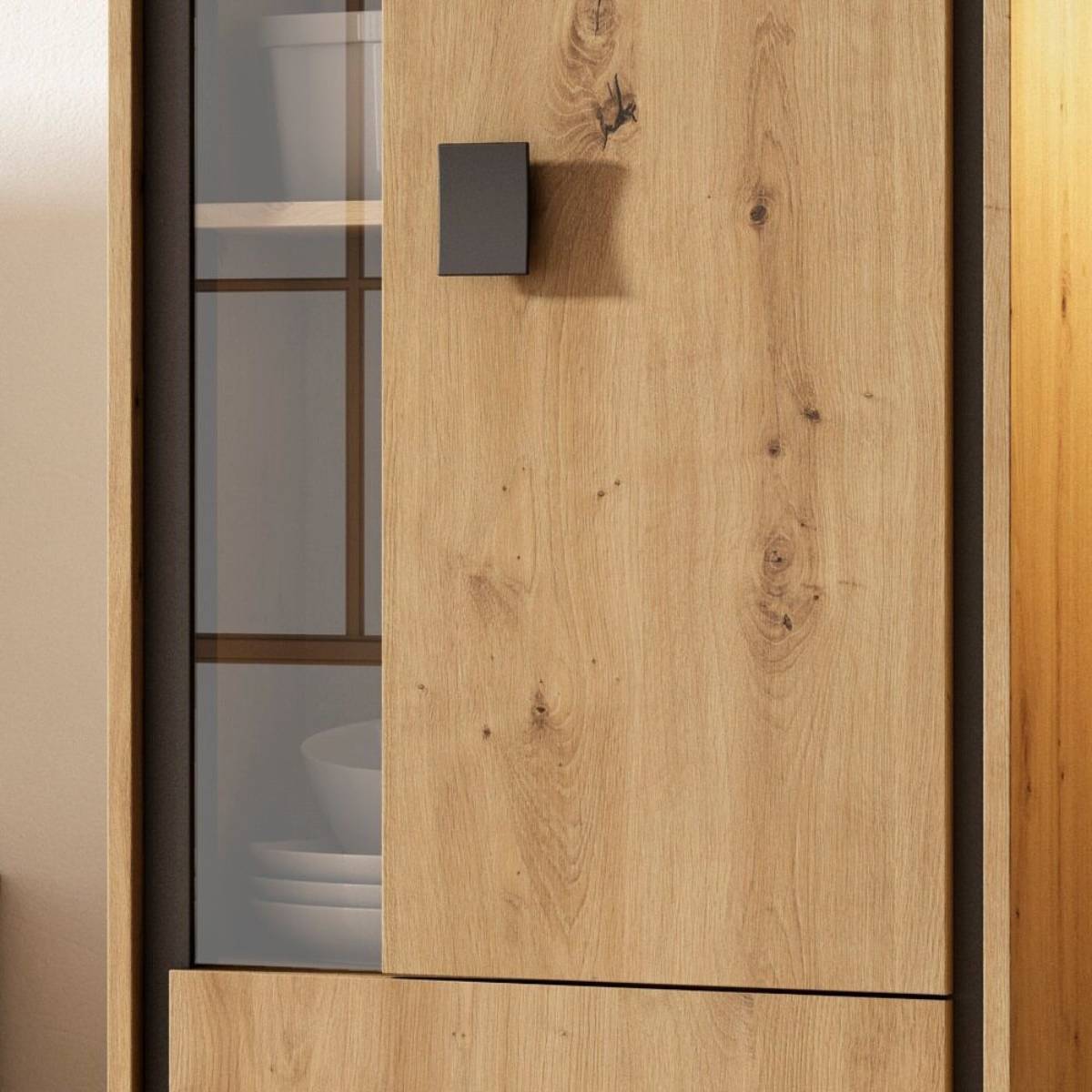 Vitrina alta color artisan/negro modelo ATENAS 