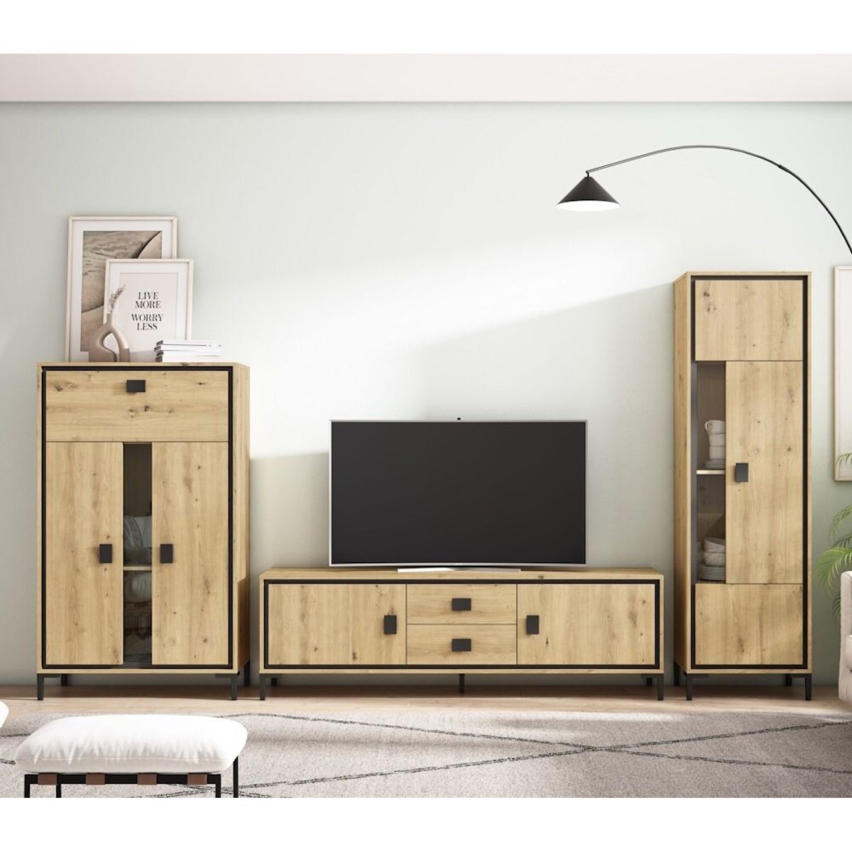 Vitrina alta color artisan/negro modelo ATENAS 