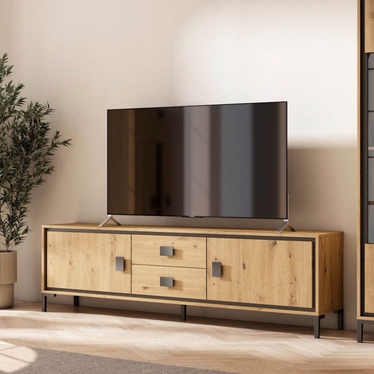 Modulo TV 180 cm color artisan / negro modelo ATENAS