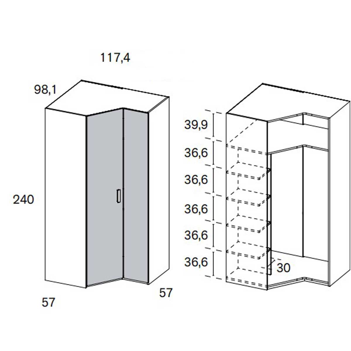 Conjunto armario rincón SYDOR 207