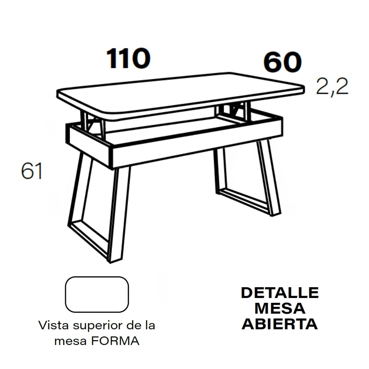 Mesa de centro elevable M833