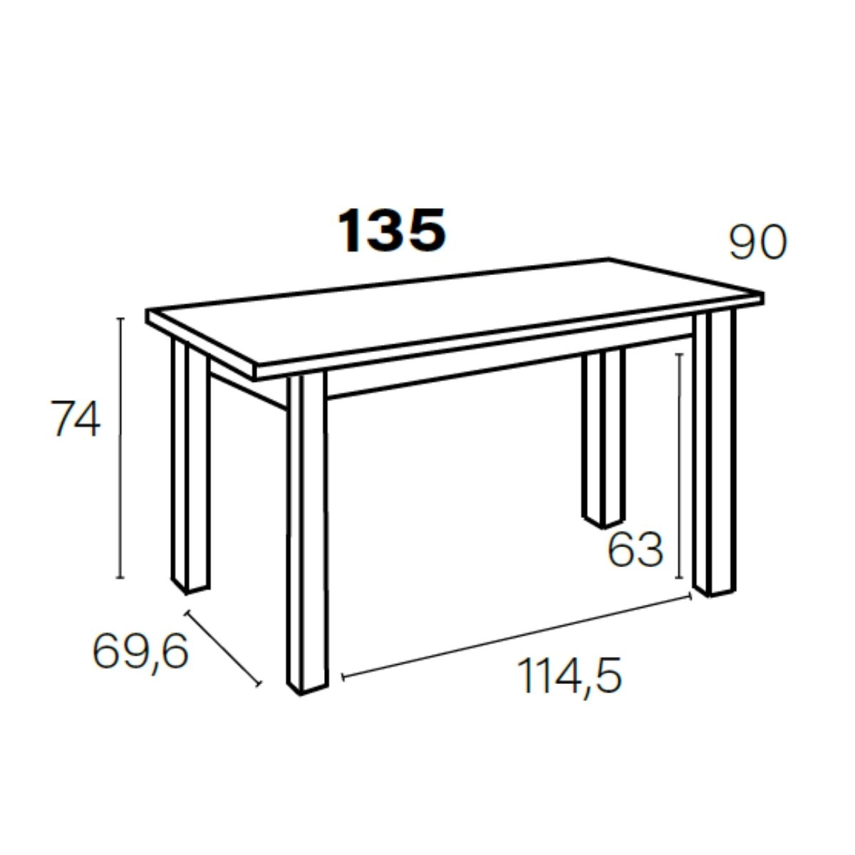 Mesa comedor 135cm M900