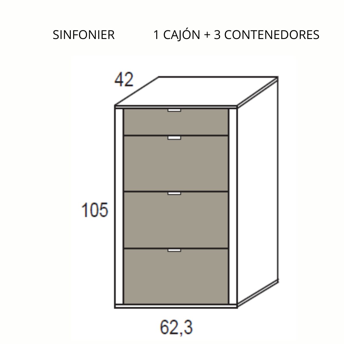 Sinfonier 1 cajón y 3 contenedores BARI 23