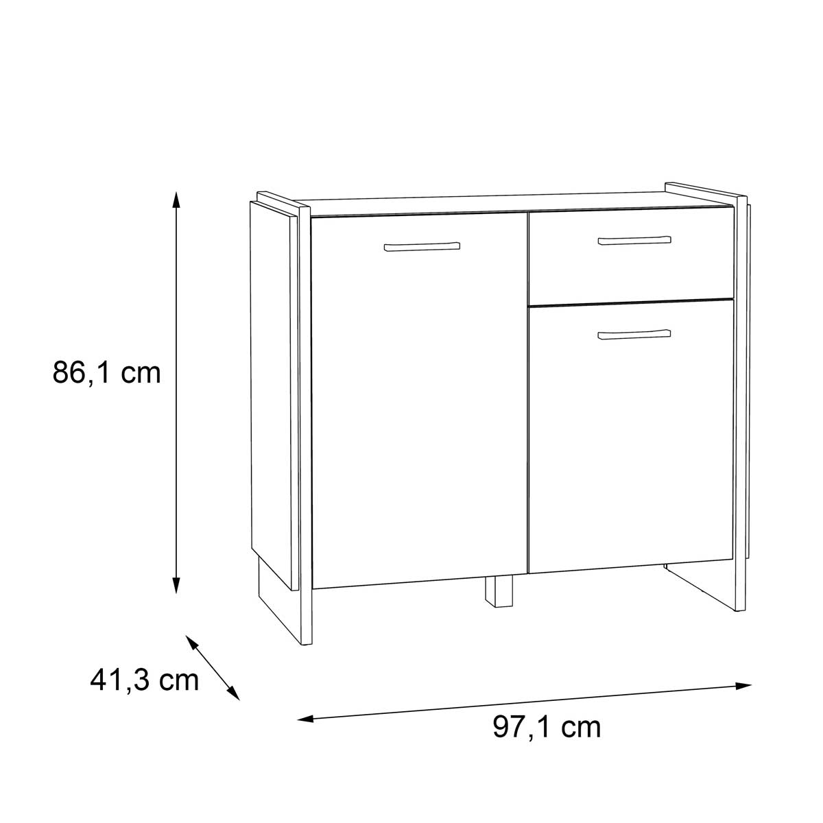 Aparador 2 puertas y 1 cajón NECLUD