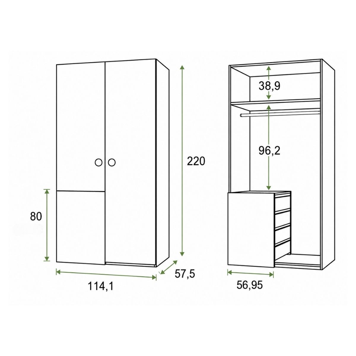 Armario 2 puertas DUSER 155