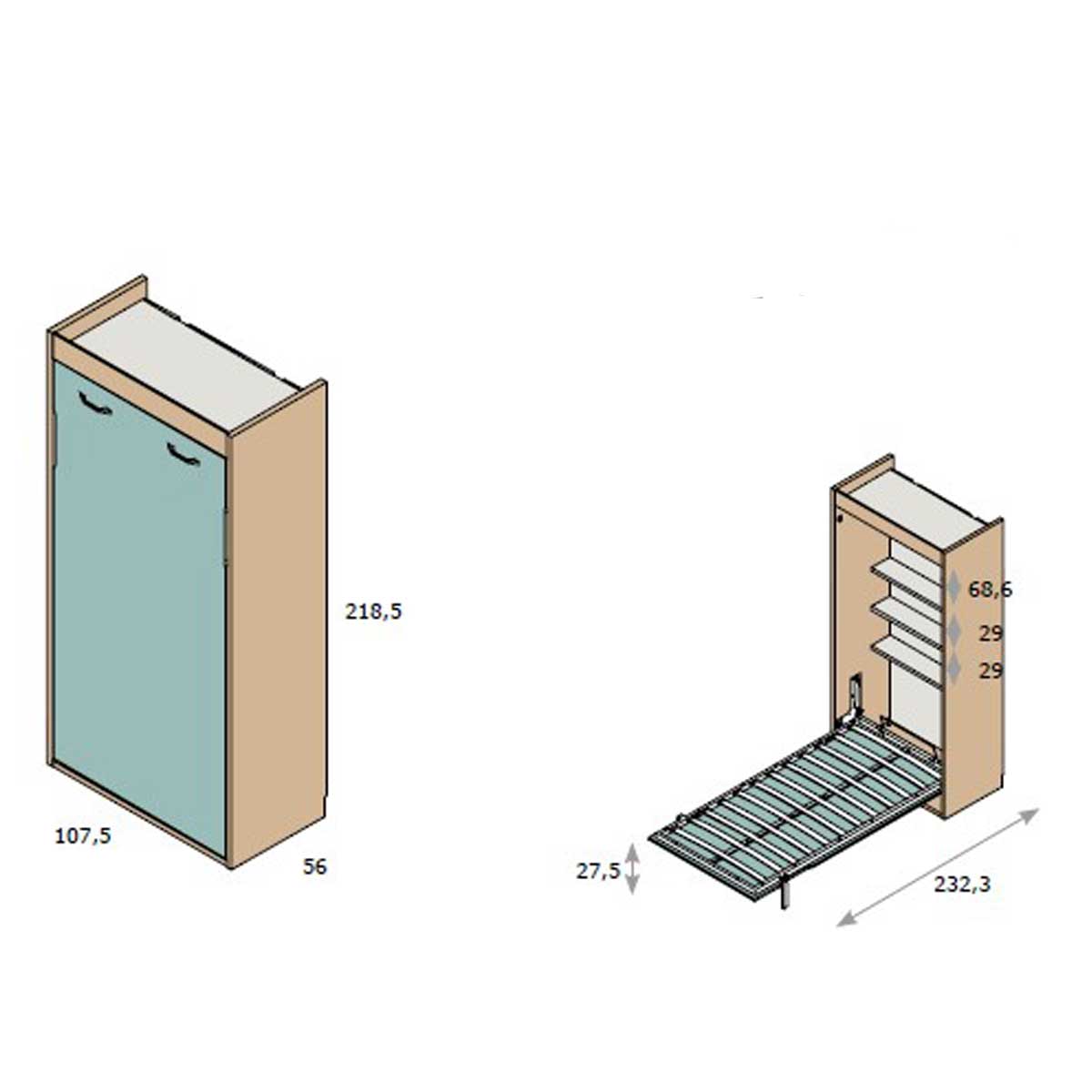 Cama Abatible vertical manual EasyOpen System® Colores Madera
