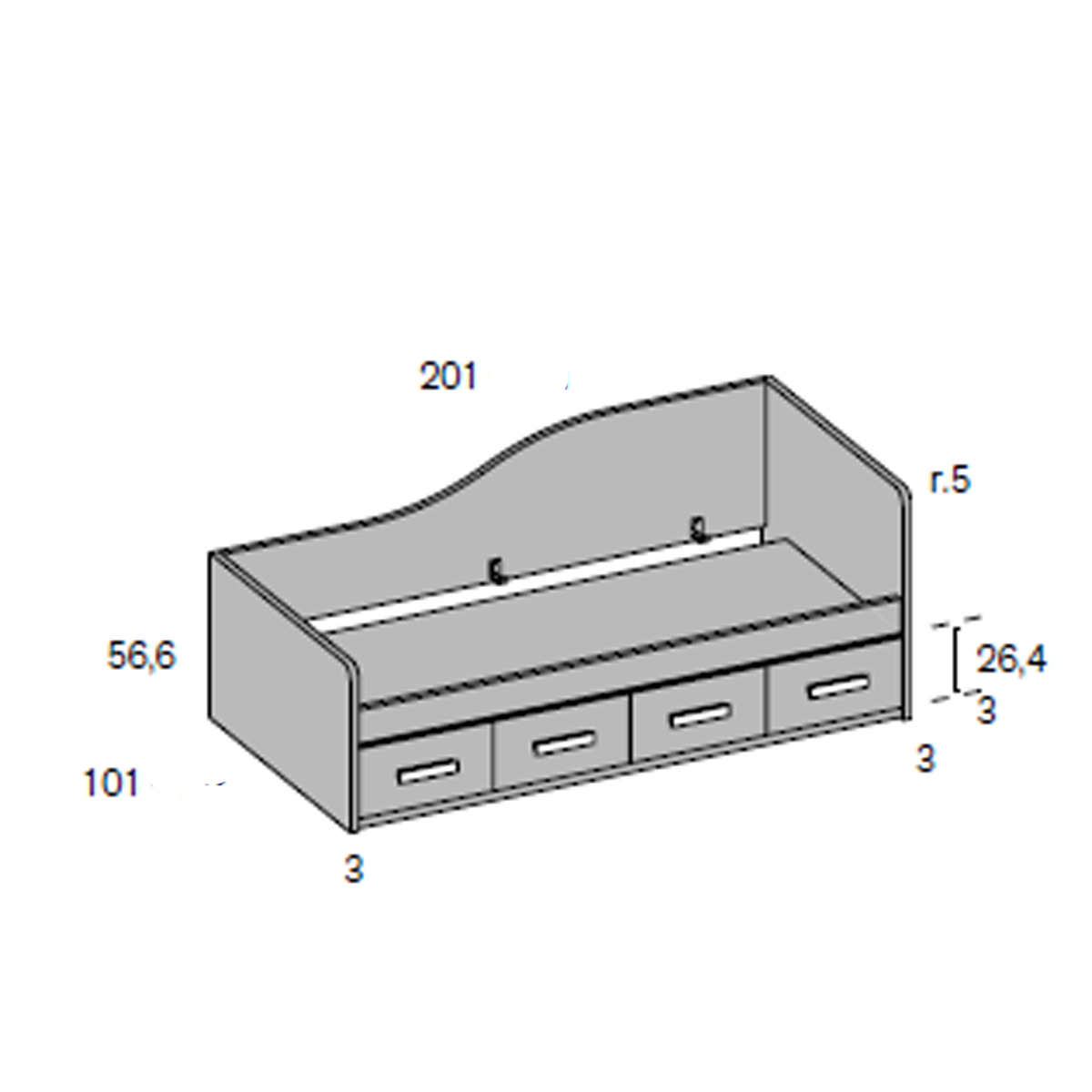 Cama nido con respaldo KISLA 206
