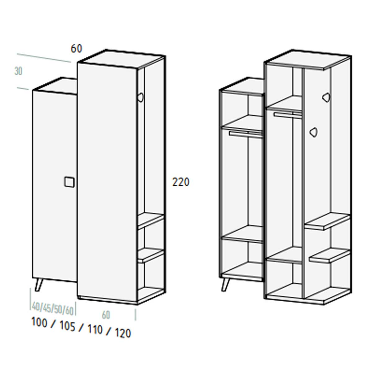 Cuna convertible + armario BUNNY 74