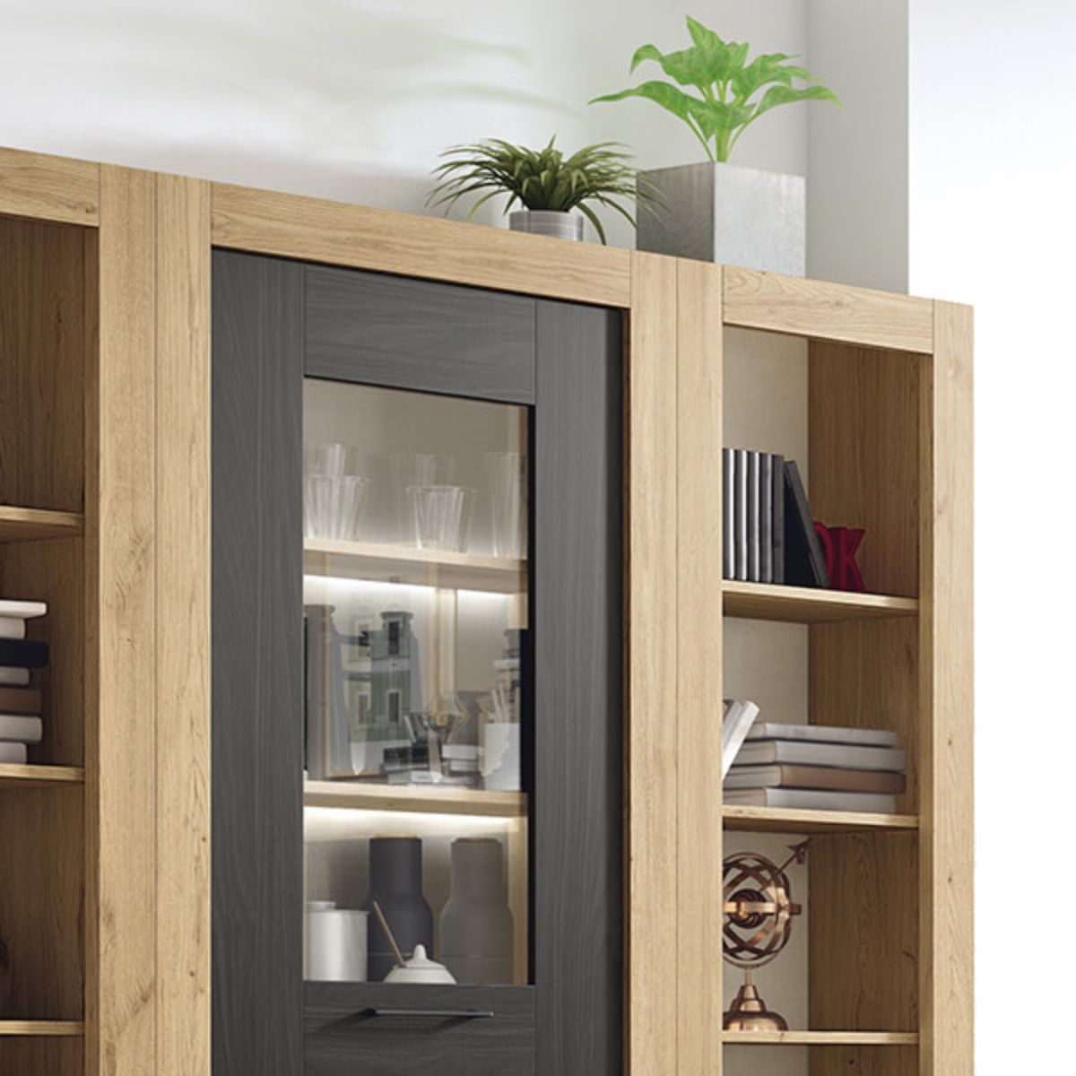 Doble libreria + vitrina YORDER