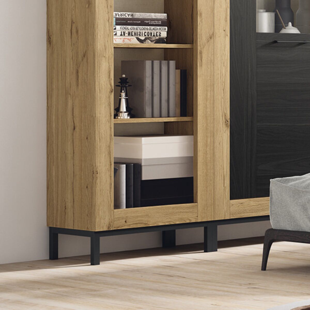 Doble libreria + vitrina YORDER